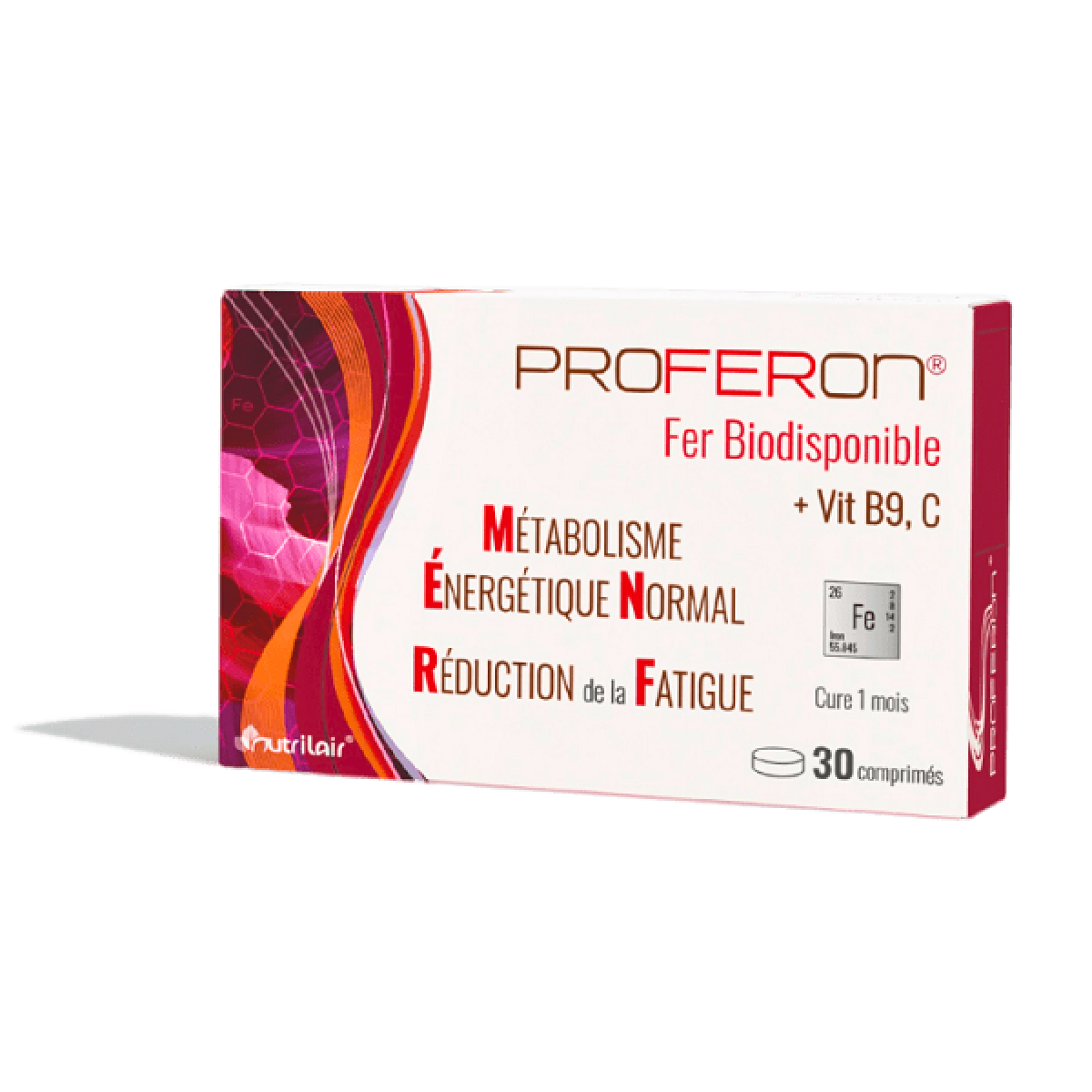 NUTRIMAX PROFERON FER BIODISPONIBLE ACIDE FOLIQUE, VITAMINE C 30 COMPRIMÉS – Image 1