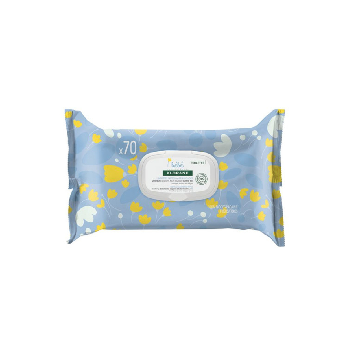KLORANE BEBE LINGETTES NETTOYANTES POUR LE CHANGE BOITE DE 70 – Image 1
