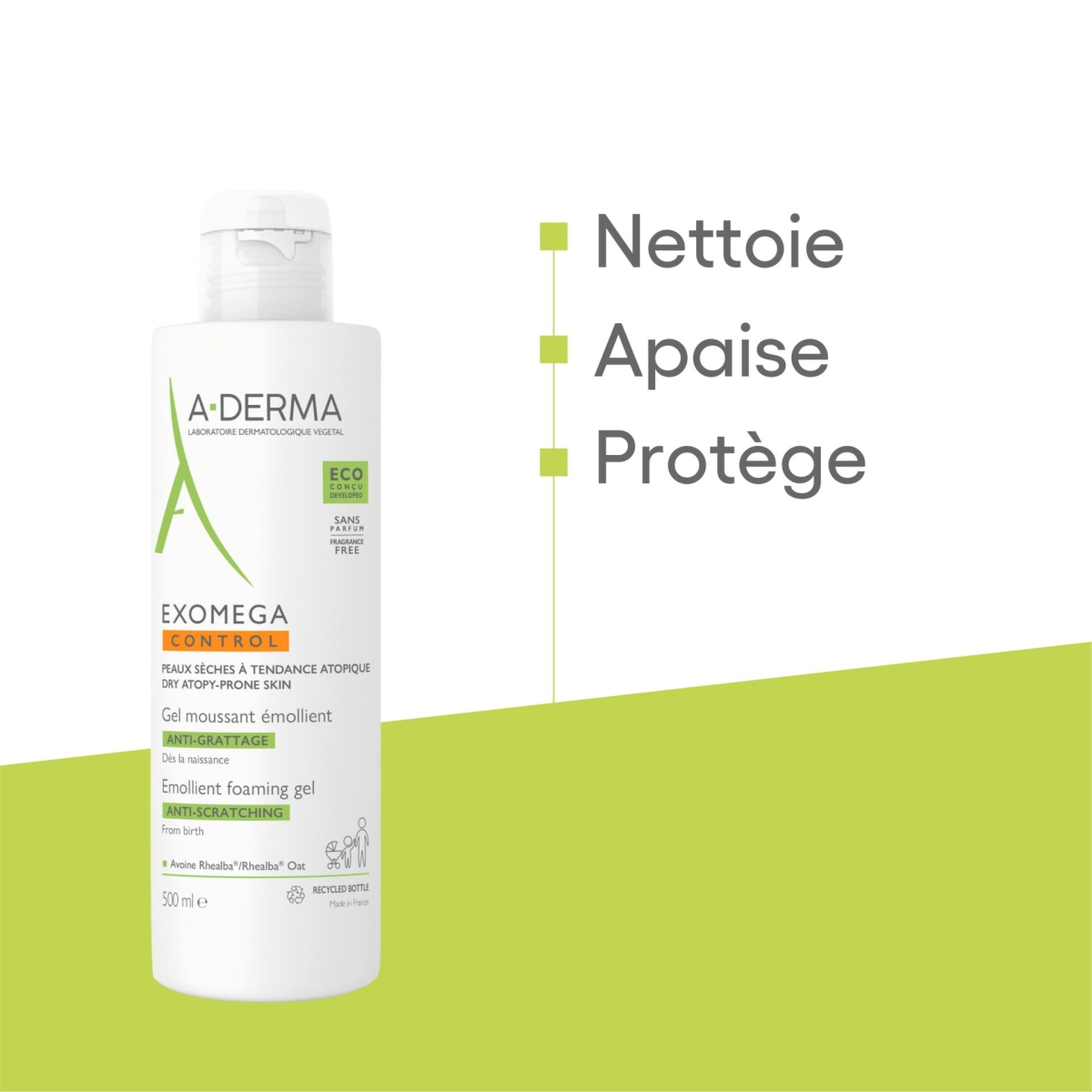ADERMA EXOMEGA CONTROL GEL MOUSSANT EMOLLIENT ANTI GRATTAGE 500 ML – Image 2
