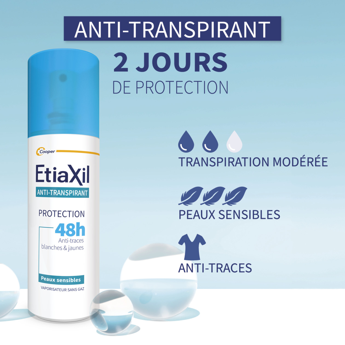 ETIAXIL ANTI TRANSPIRANT PROTECTION 48H VAPORISATEUR 100 ML ANTI TRACES – Image 3
