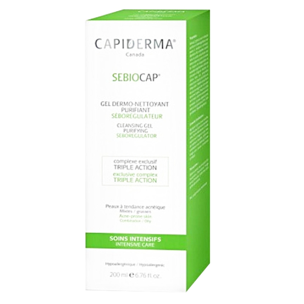 CAPIDERMA SEBIOCAP GEL DERMO NETTOYANT POUR PEAUX A TENDANCE ACNEIQUE 200 ML