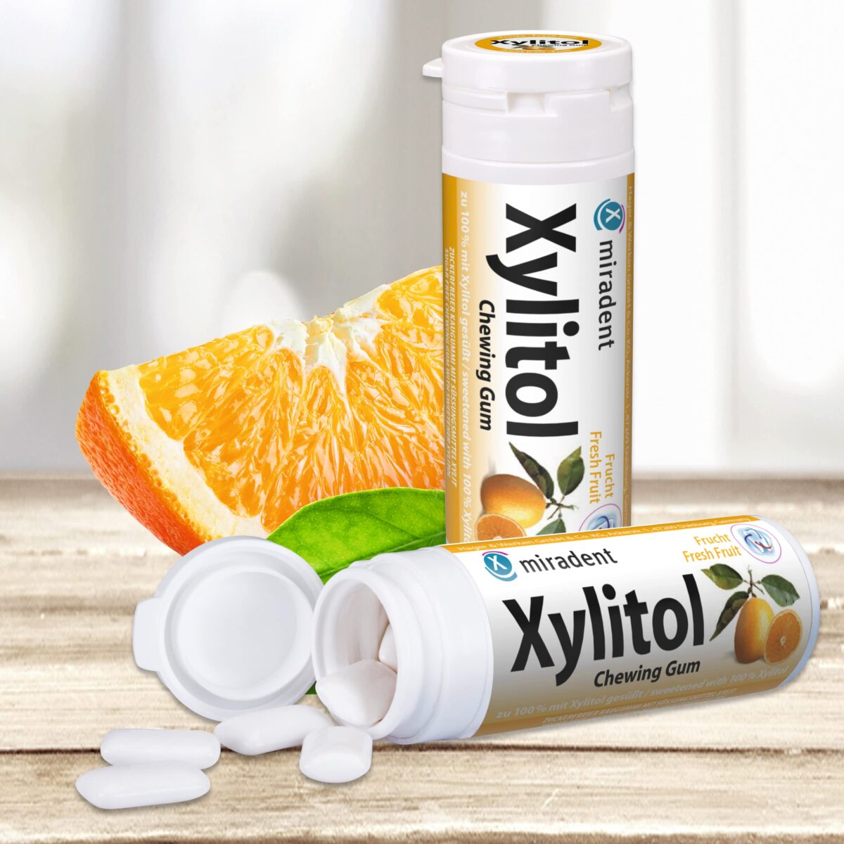 MIRADENT XYLITOL CHEWING GUM FRESH FRUIT – Image 2
