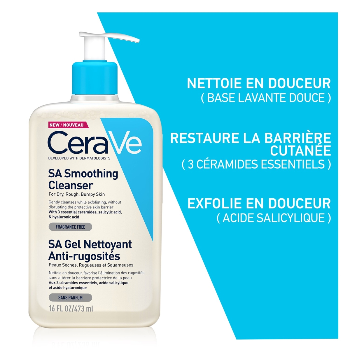 CERAVE SA GEL NETTOYANT ANTI RUGOSITES GEL NETTOYANT 473ML – Image 2