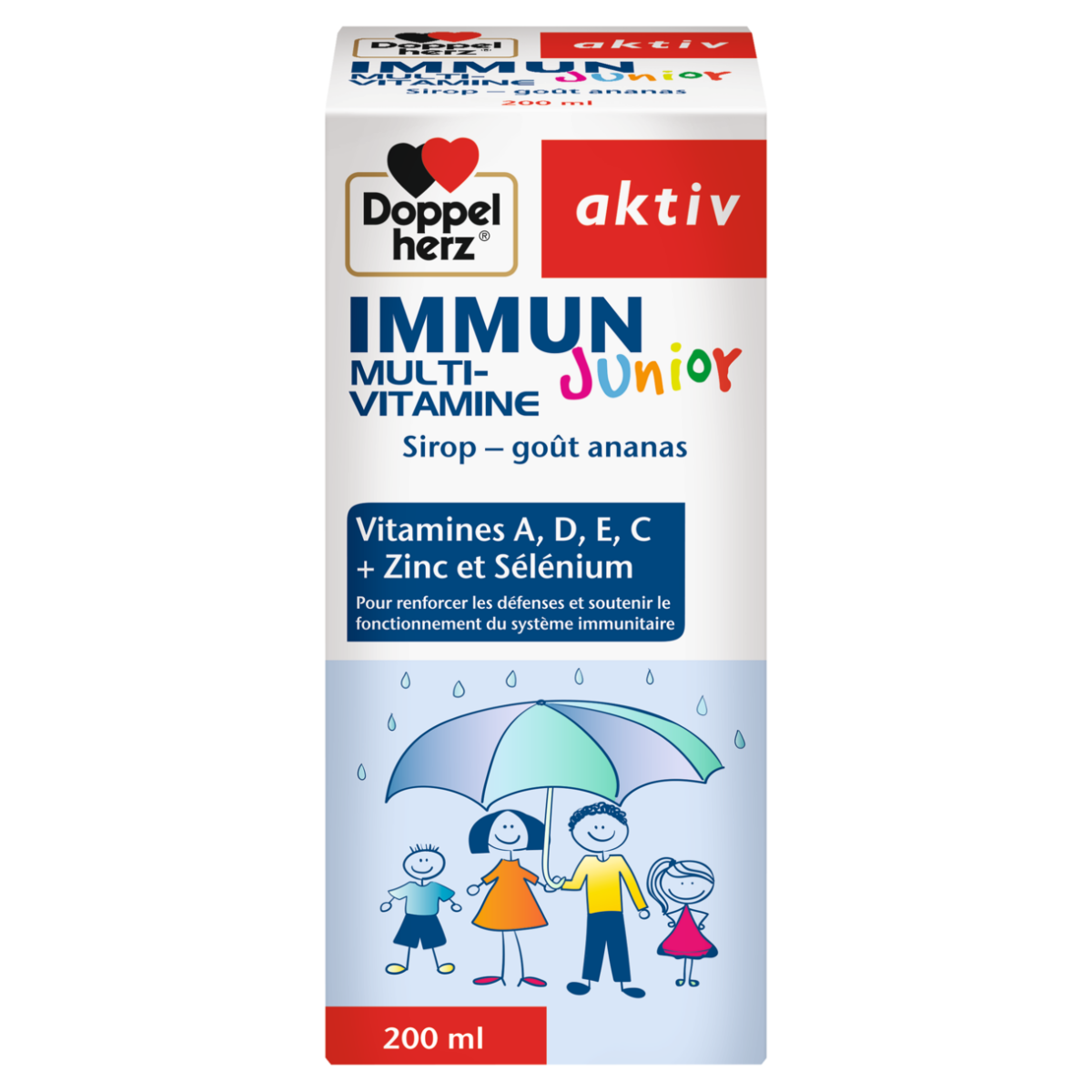 DOPPEL HERZ AKTIV IMMUN JUNIOR MULTI VITAMINE SIROP 200ML – Image 1