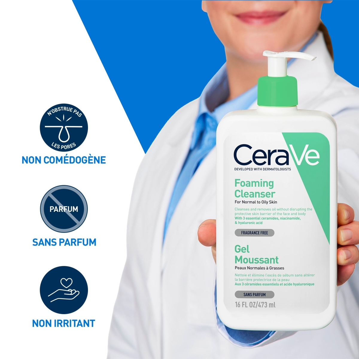 CERAVE GEL MOUSSANT NETTOYANT PEAU NORMALE À GRASSE | 473ML – Image 3
