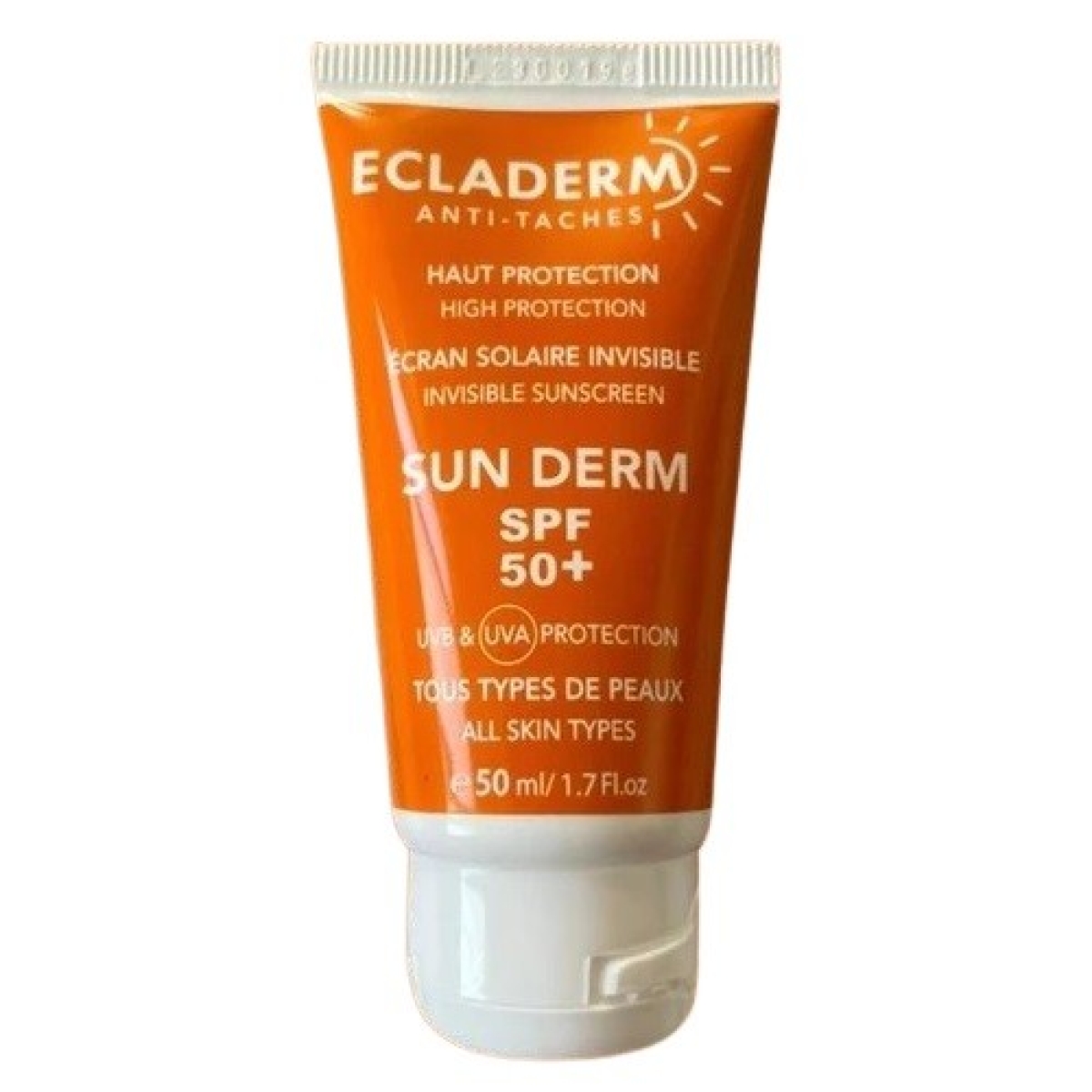 ECLADERM SUN DERM ECRAN SOLAIRE INVISIBLE SPF 50+ TOUS TYPES DE PEAUX 50 ML – Image 1