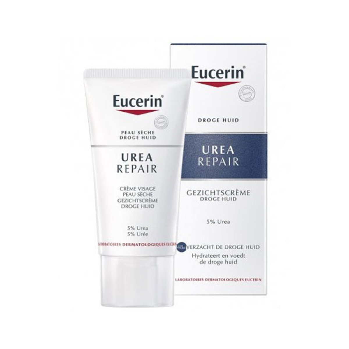 EUCERIN UREA REPAIR CREME VISAGE PEAU SECHE 5 % D'UREE 50 ML – Image 1