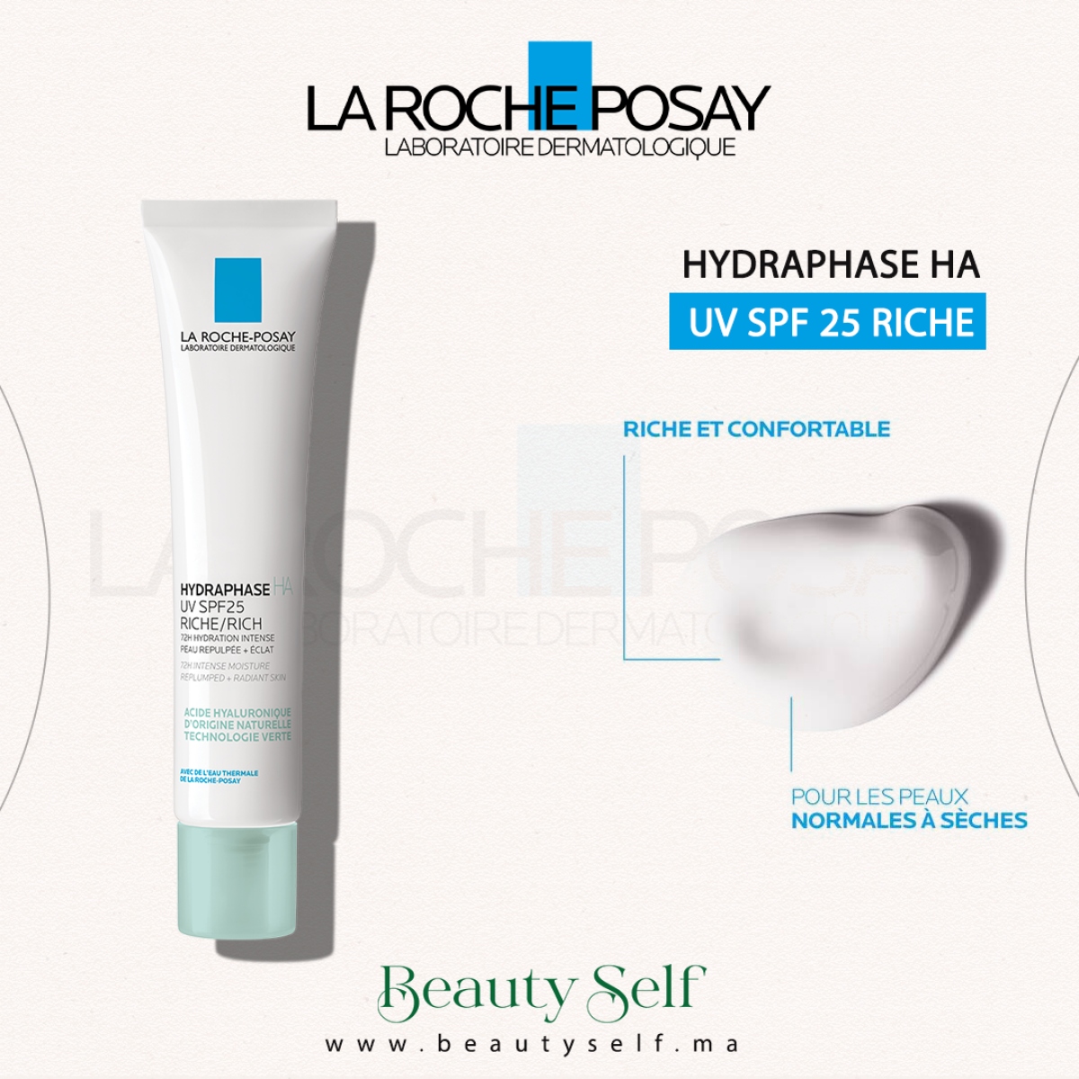 LA ROCHE POSAY HYDRAPHASE HA UV RICHE SPF 25 CREME HYDRATANTE PEAU NORMALE A SECHE | 40ML – Image 3