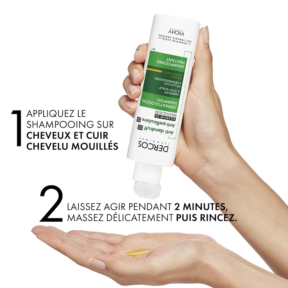 VICHY DERCOS SHAMPOING ANTI PELLICULAIRE DS CHEVEUX SECS 200 ML – Image 3