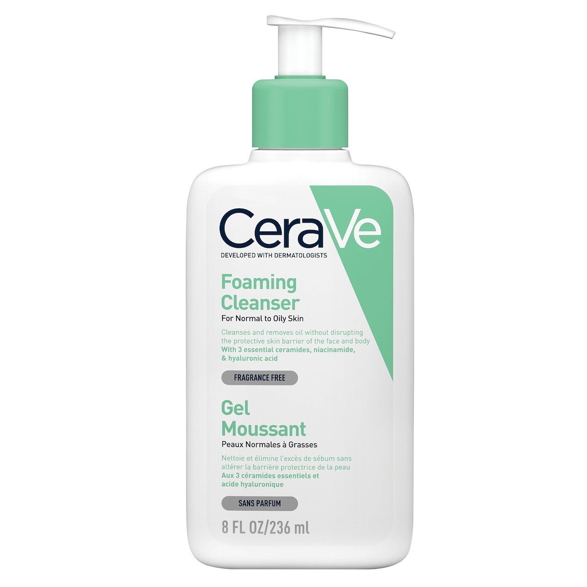 CERAVE GEL MOUSSANT NETTOYANT PEAU NORMALE À GRASSE 236ML – Image 1