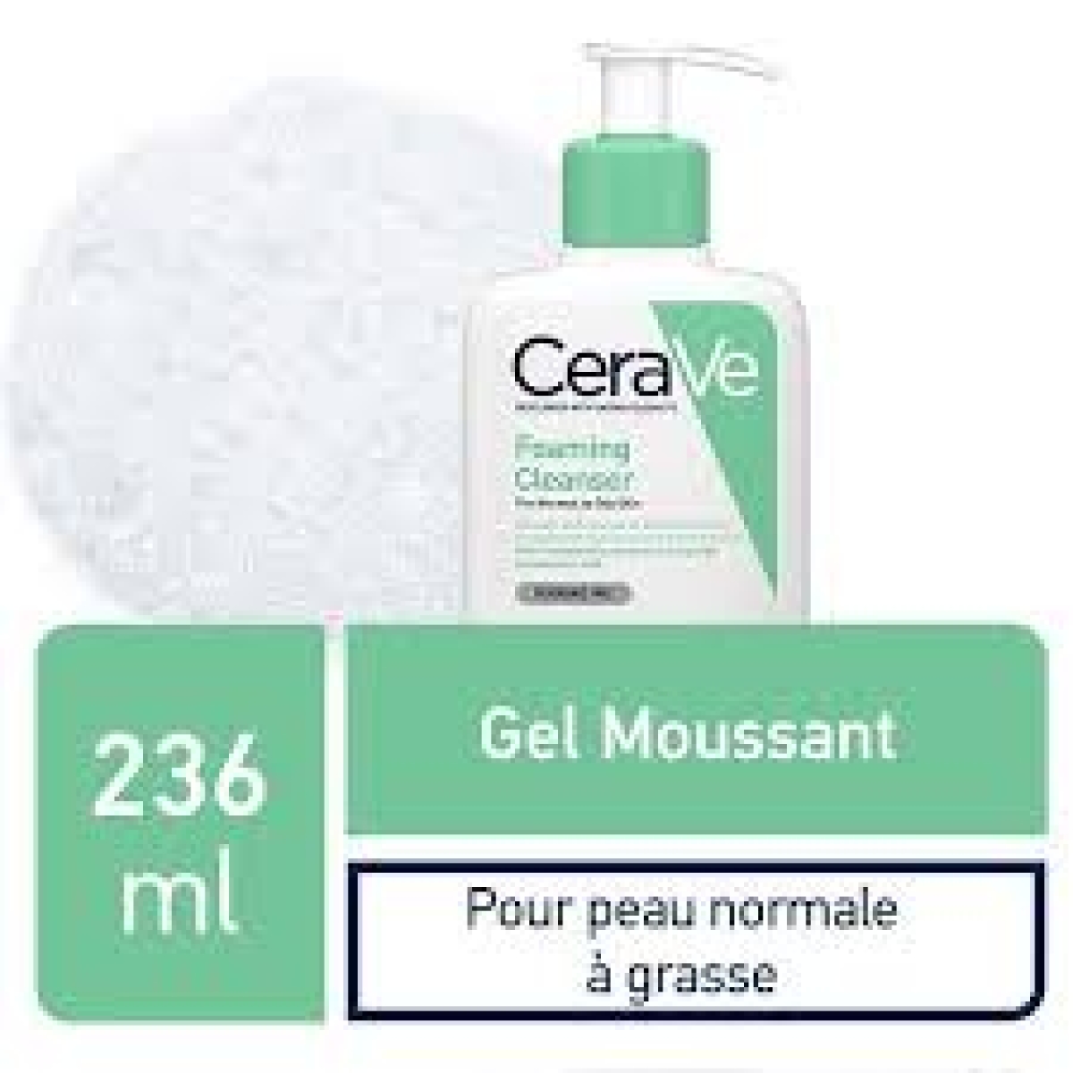 CERAVE GEL MOUSSANT NETTOYANT PEAU NORMALE À GRASSE 236ML – Image 2