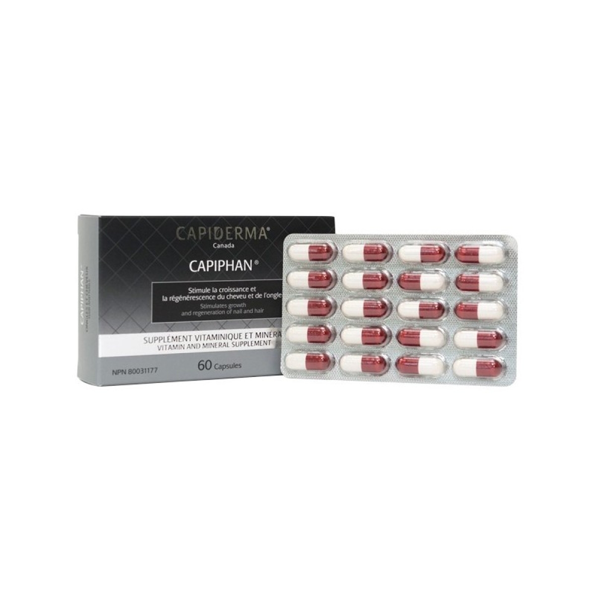 CAPIDERMA CAPIPHAN 60 CAPSULES VITAMINES ONGLES ET CHEVEUX – Image 1