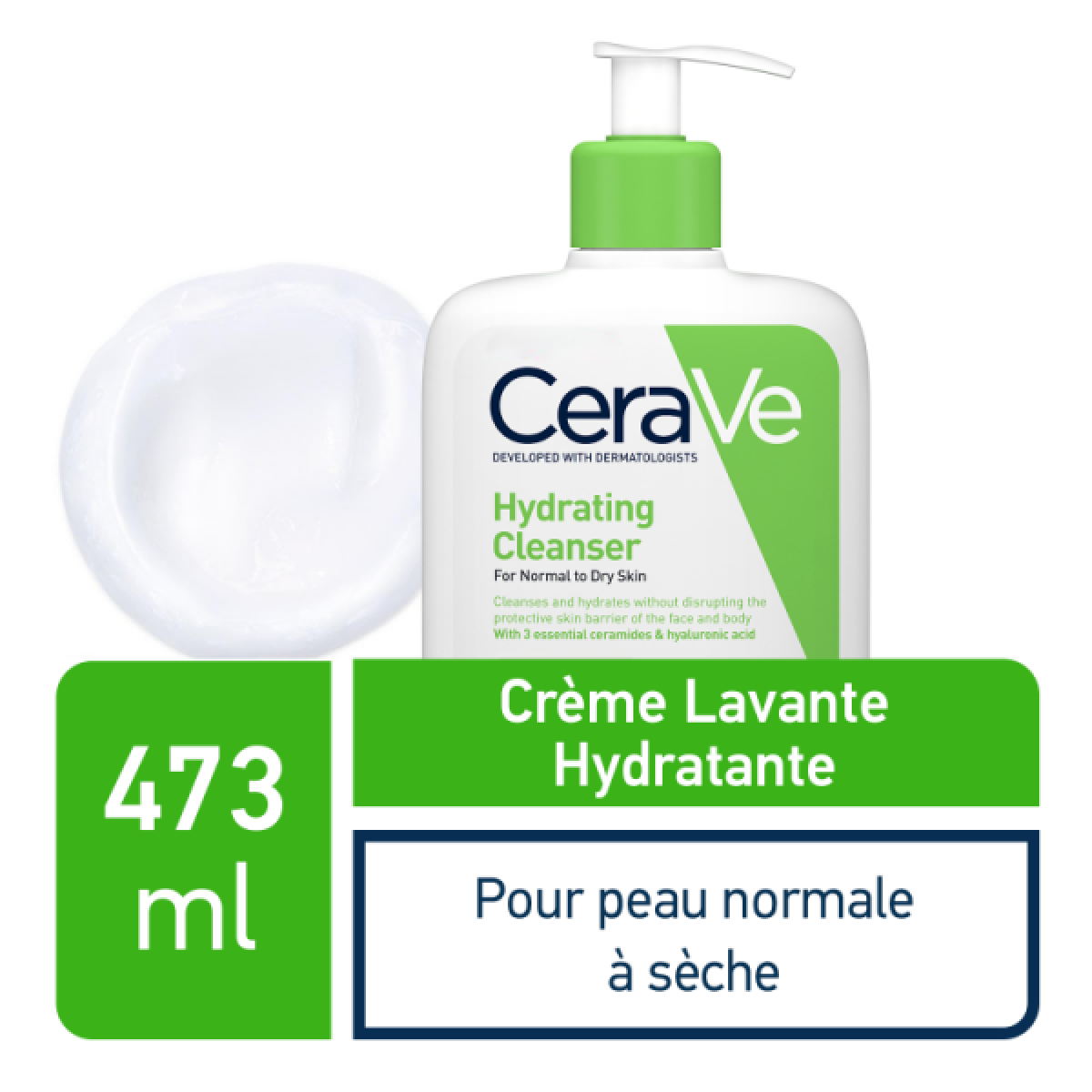 CERAVE CREME LAVANTE HYDRATANTE PEAU NORMALE À SÈCHE | 473ML – Image 2