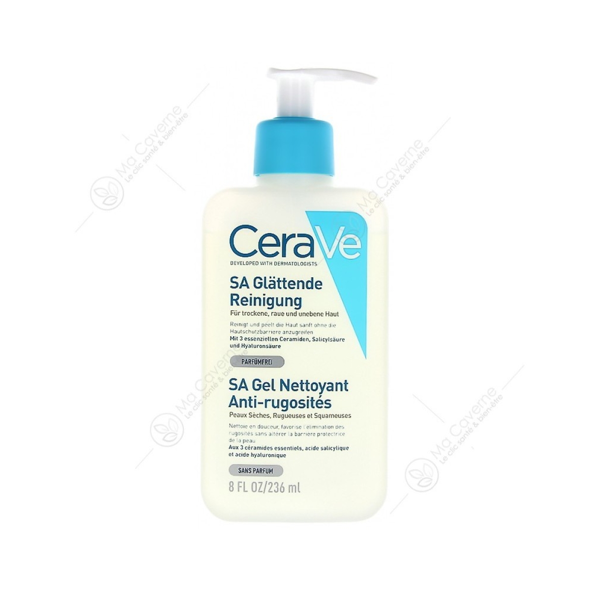 CERAVE SA GEL NETTOYANT ANTI-RUGOSITÉS PEAU SÈCHE ET RUGUEUSE | 236ML – Image 1