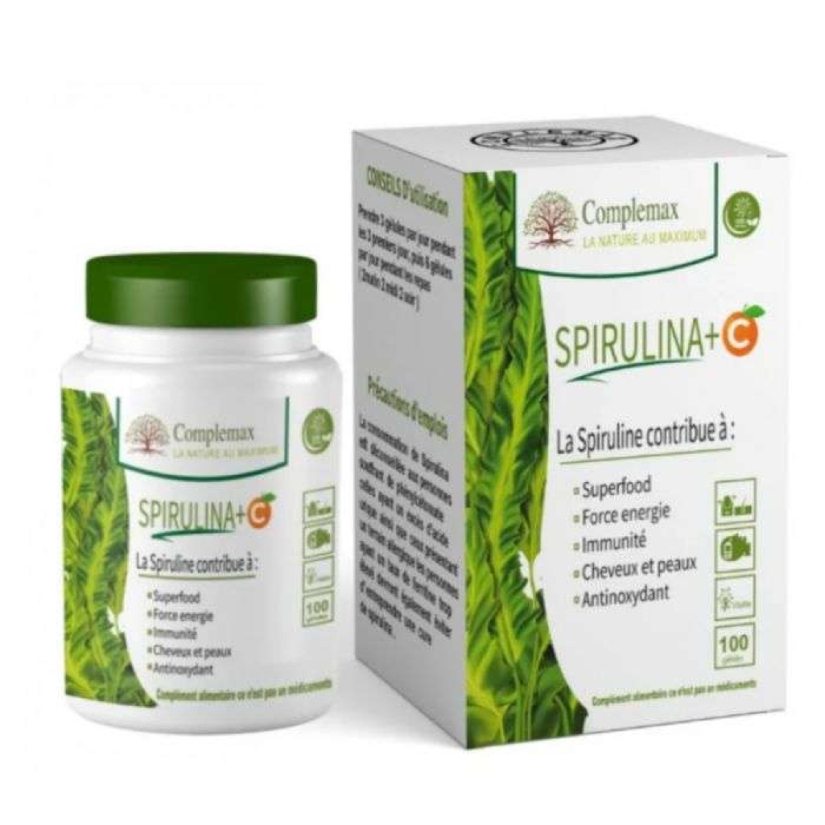 COMPLEMAX SPIRULINA + VITAMINE C 100 GELULES – Image 1