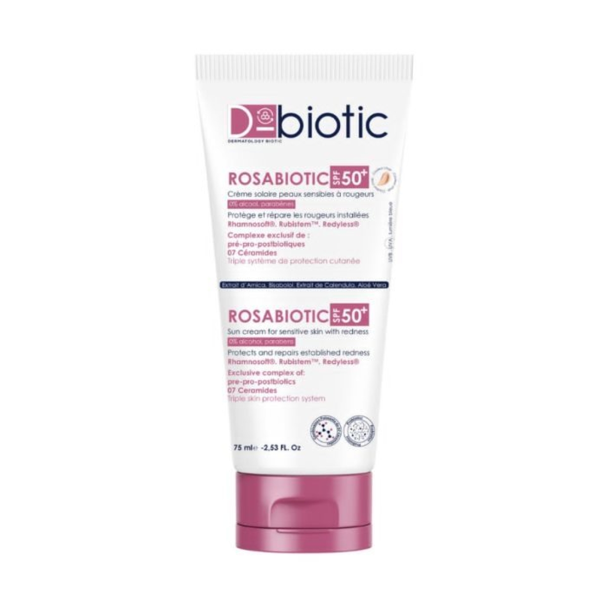 BIOTIC ROSABIOTIC CREME SOLAIRE PEAUX SENSIBLES A ROUGEURS SPF50+ TEINTE CLAIR 75 ML – Image 1