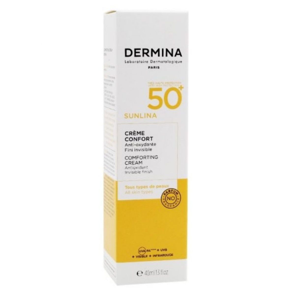 DERMINA SUNLINA CREME CONFORT SPF50 - 40 ML – Image 1