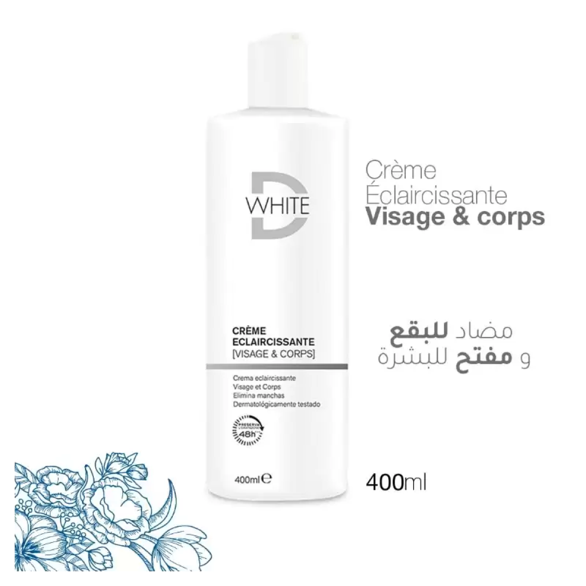 Dermalliance D-WHITE Crème Éclaircissante Visage & Corps – 400m – Image 2