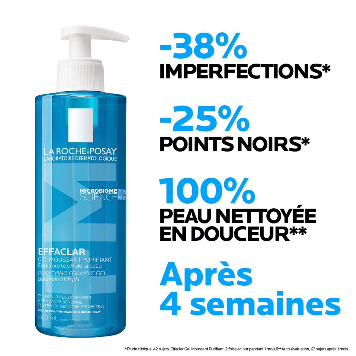 LA ROCHE POSAY EFFACLAR GEL MOUSSANT PURIFIANT PEAUX SENSIBLES GRASSES 400 ML – Image 3