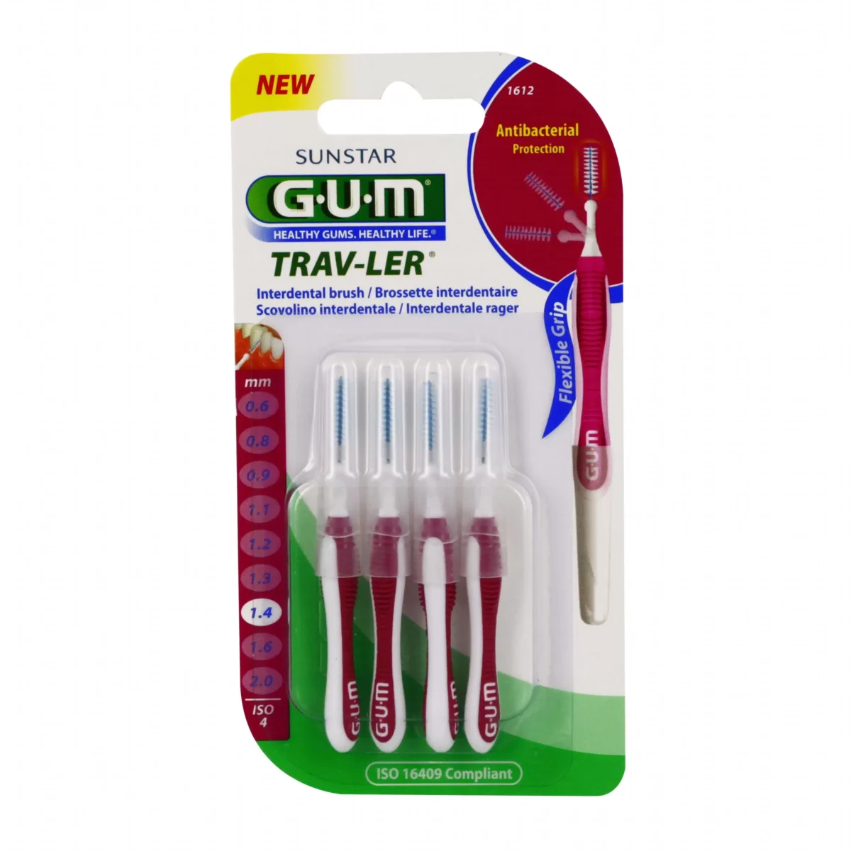 GUM TRAV-LER BROSSETTE INTERDENTAIRE 1, 4 MM REF1612-4 BROSSETTES – Image 1