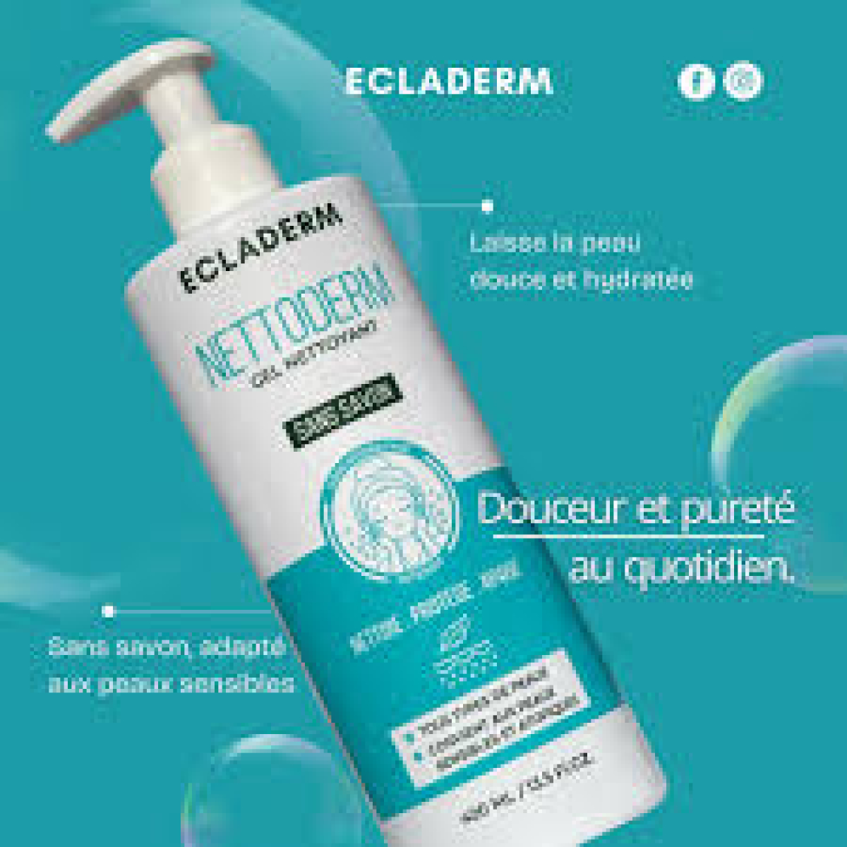 ECLADERM NETTODERM GEL NETTOYANT 400 ML – Image 2