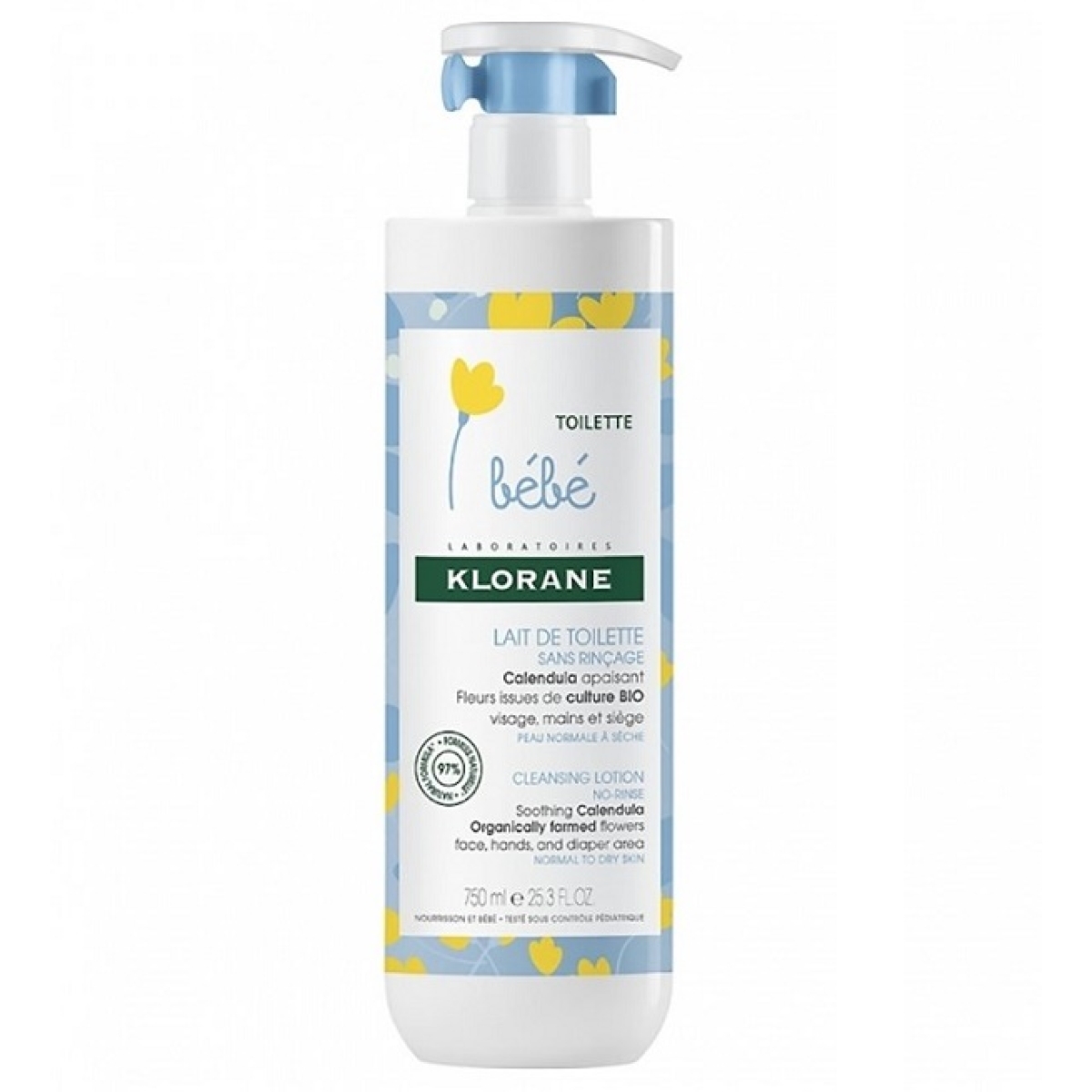 KLORANE BEBE LAIT DE TOILETTE SANS RINÇAGE AU CALENDULA 500 ML – Image 1