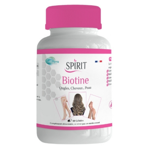 Spirit Pharma Biotine Ongles, Cheveux et Peu – 60 Gélules