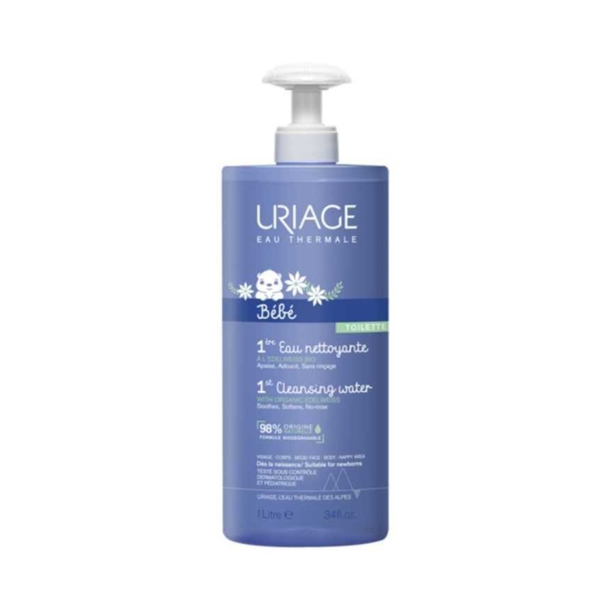 URIAGE BEBE 1ERS SOINS BEBE 1 ERE EAU NETTOYANTE 1 L – Image 1