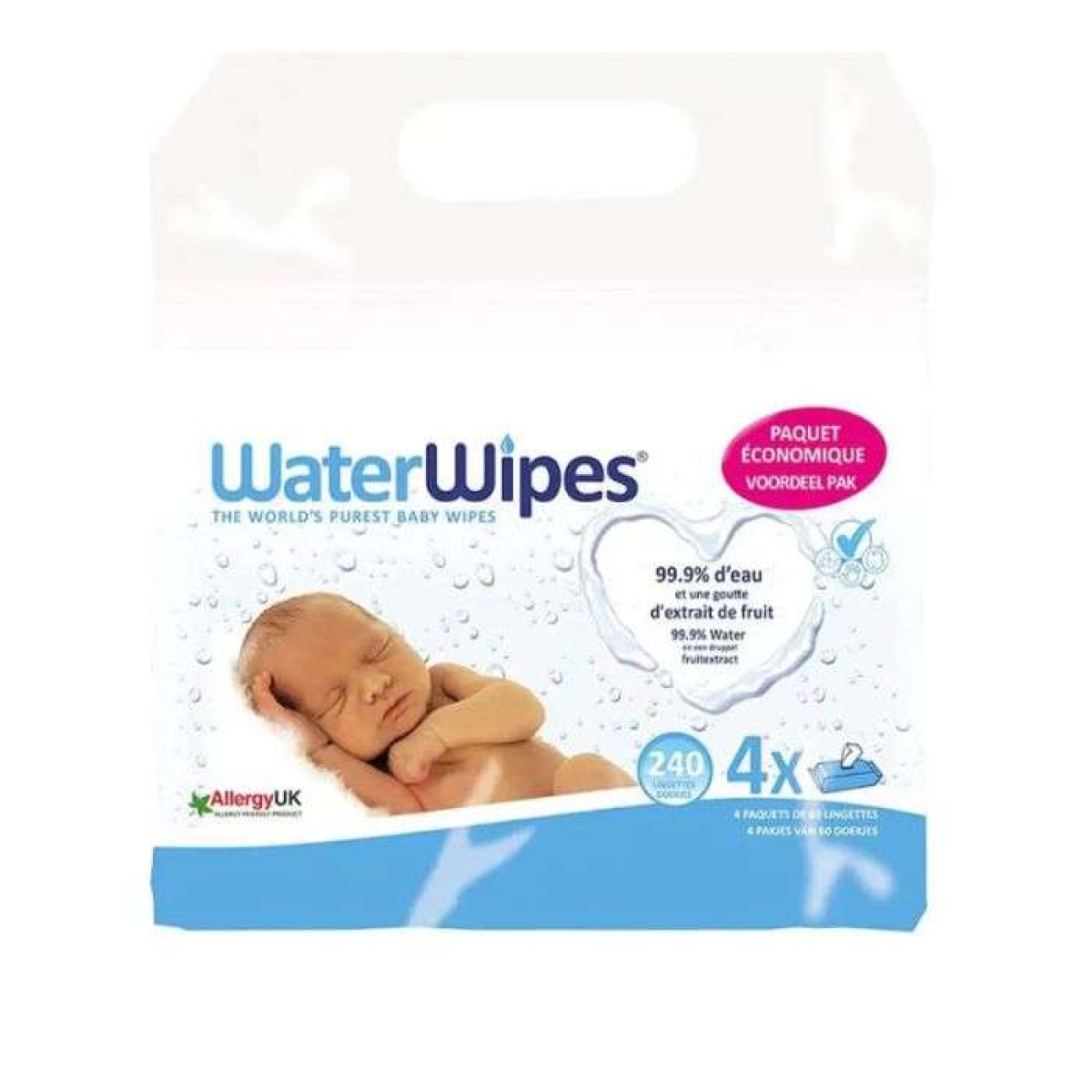 WATERWIPES PACK LINGETTES BEBE PACK DE 4 X 60 – Image 1