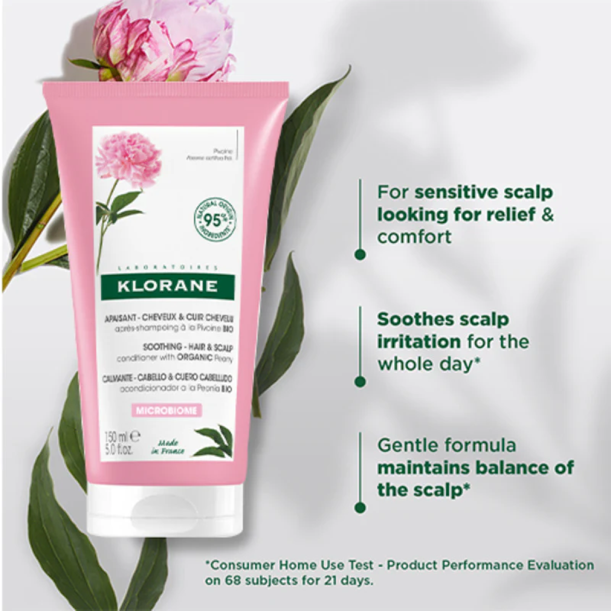 Klorane Baume Apres-Shampoing Apaisant a la pivoine 150ml – Image 2