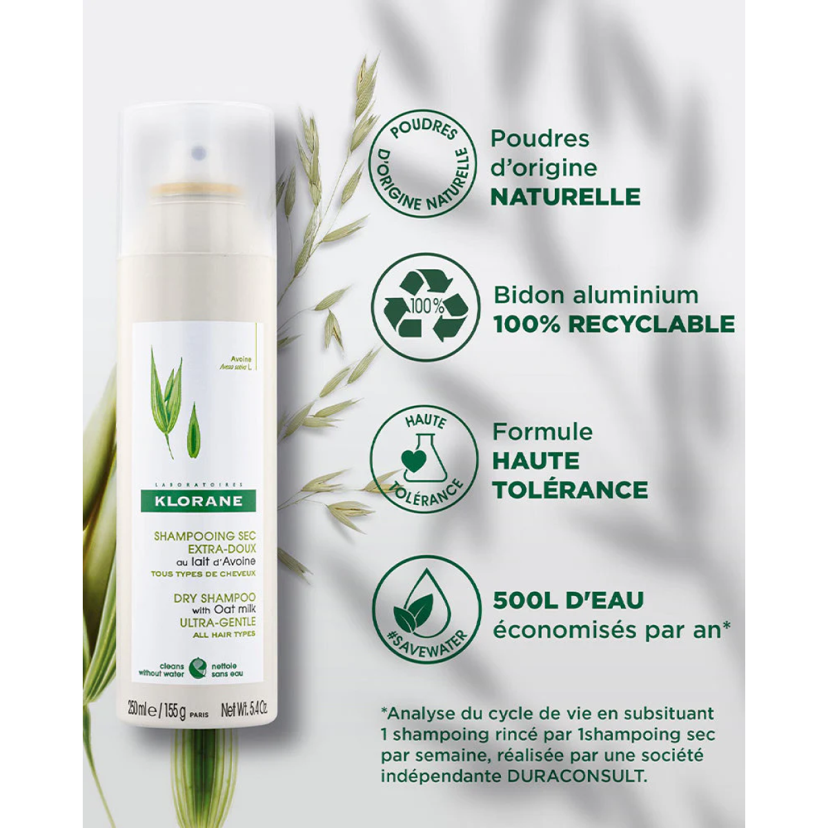 Klorane Shampooing Sec au Lait D’avoine Teinté Spray – 150ml – Image 2
