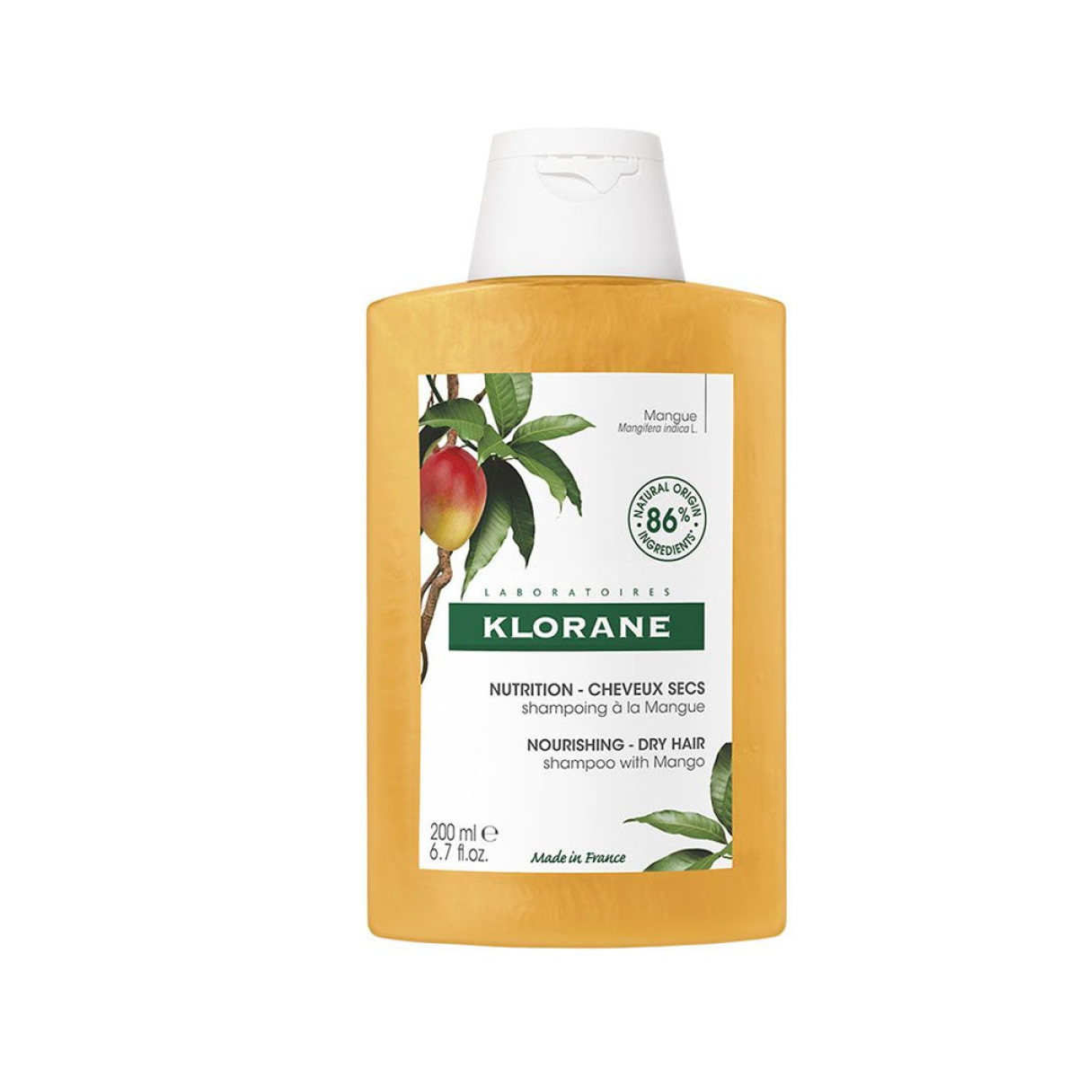 Klorane – Shampoing Nutrition à la Mangue – Cheveux secs 200 ml – Image 1