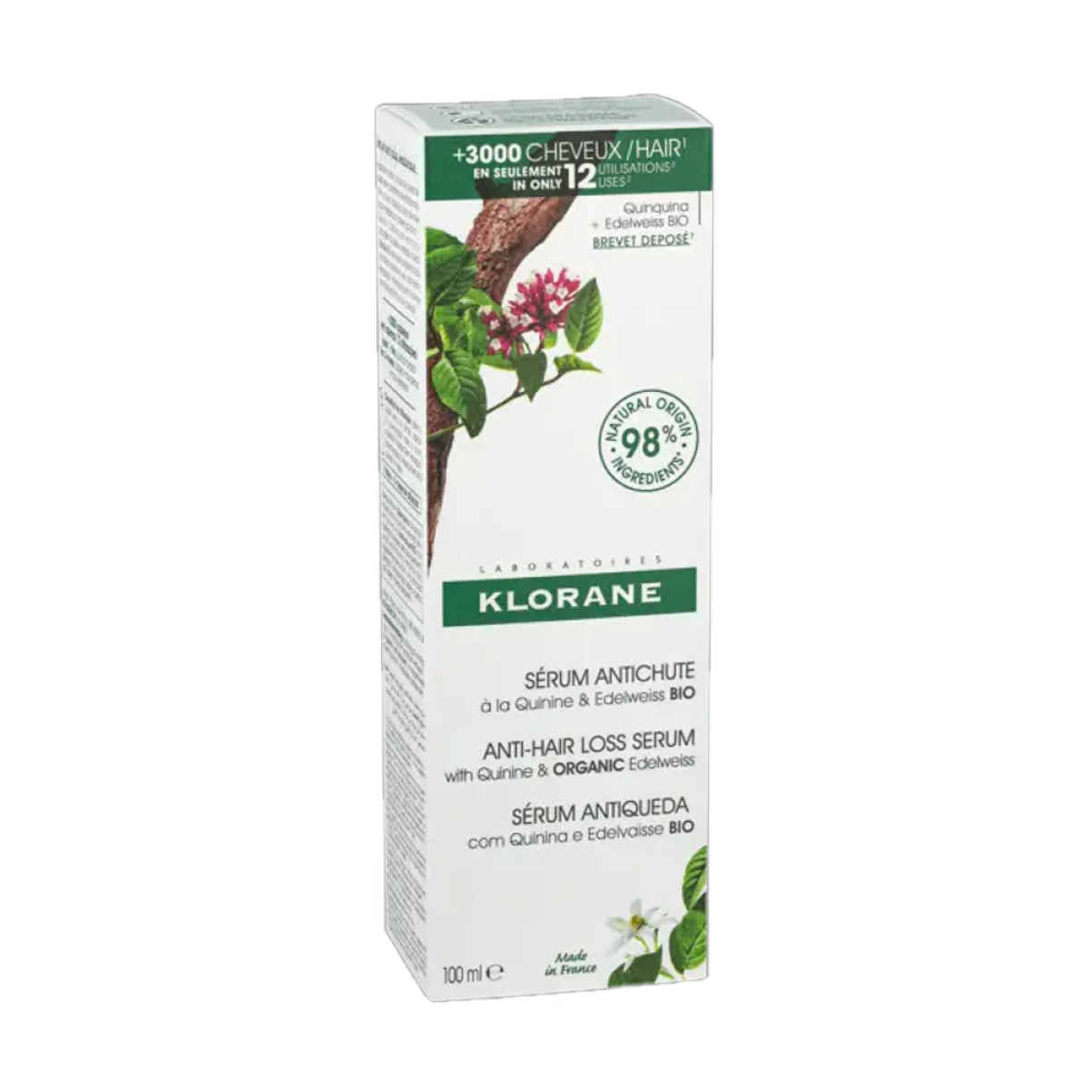 Klorane – Sérum antichute à la Quinine & Edelweiss BIO – Chute de cheveux 100ml – Image 4