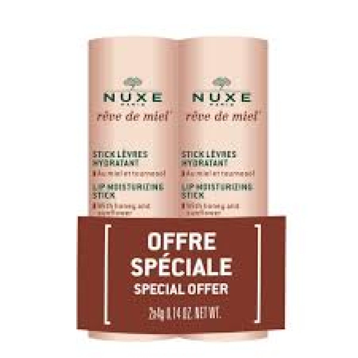 NUXE REVE DE MIEL OFFRE SPECIAL STICK LEVRE HYDRATANT 2X4G – Image 1