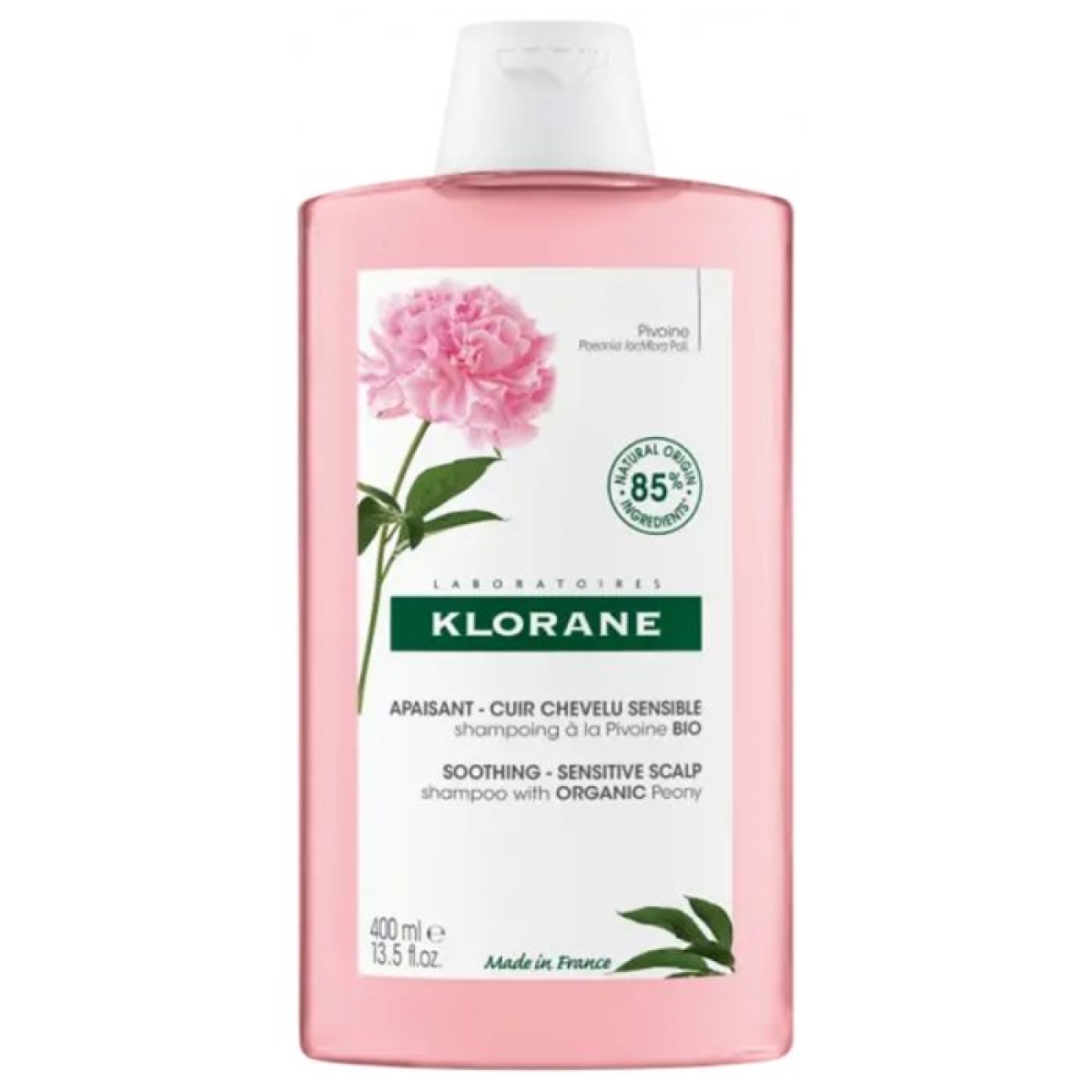 KLORANE APAISANT Shampoing Anti-irritation et Protecteur à la Pivoine BIO 400 ml – Image 1