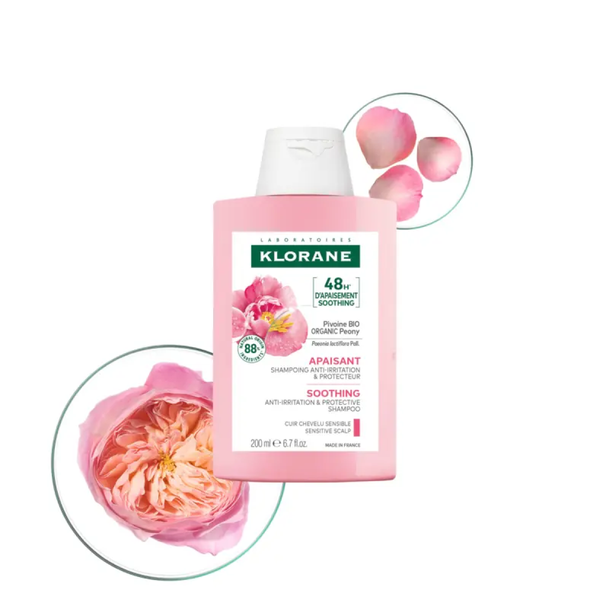 KLORANE APAISANT Shampoing Anti-irritation et Protecteur à la Pivoine BIO 200 ml – Image 1