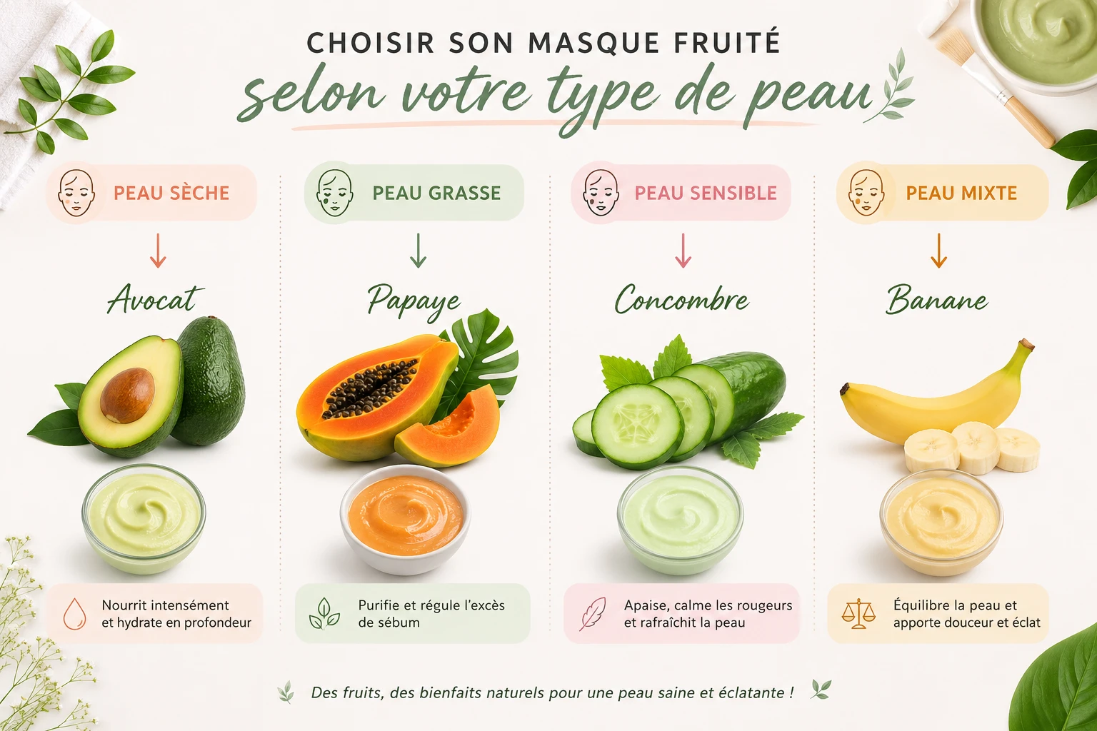 Choisir un masque fruité visage selon son type de peau