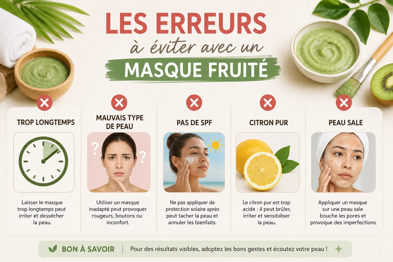 Erreurs à éviter avec un masque fruité visage