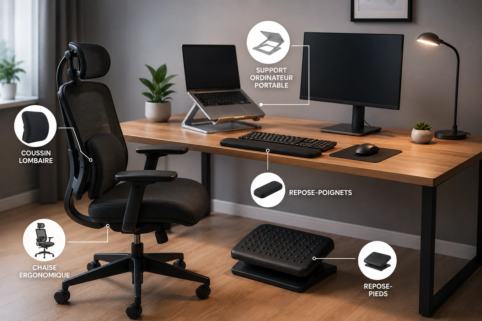 Accessoires ergonomiques pour améliorer la posture au bureau