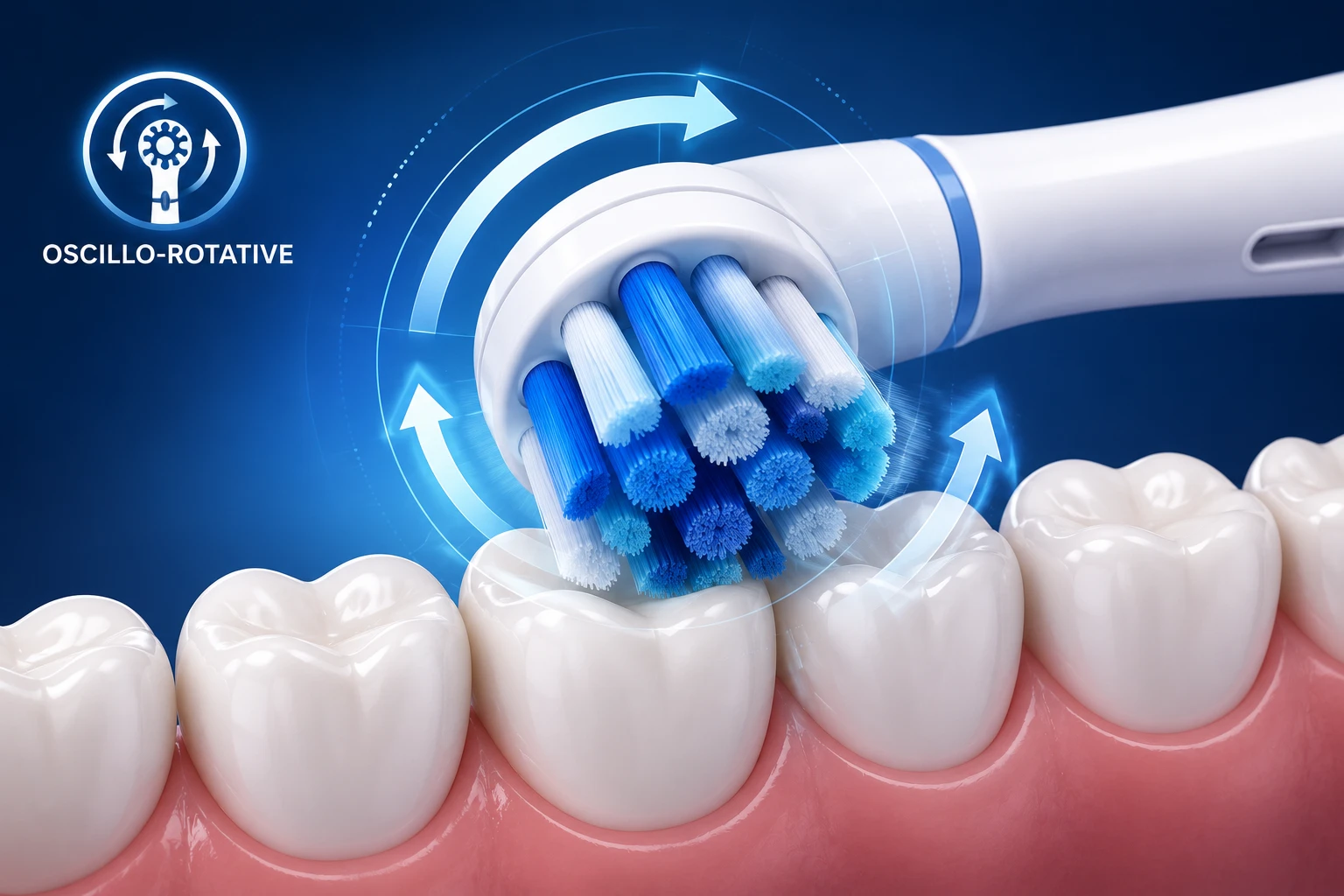 Fonctionnement de la technologie oscillo-rotative sur une brosse à dents électrique
