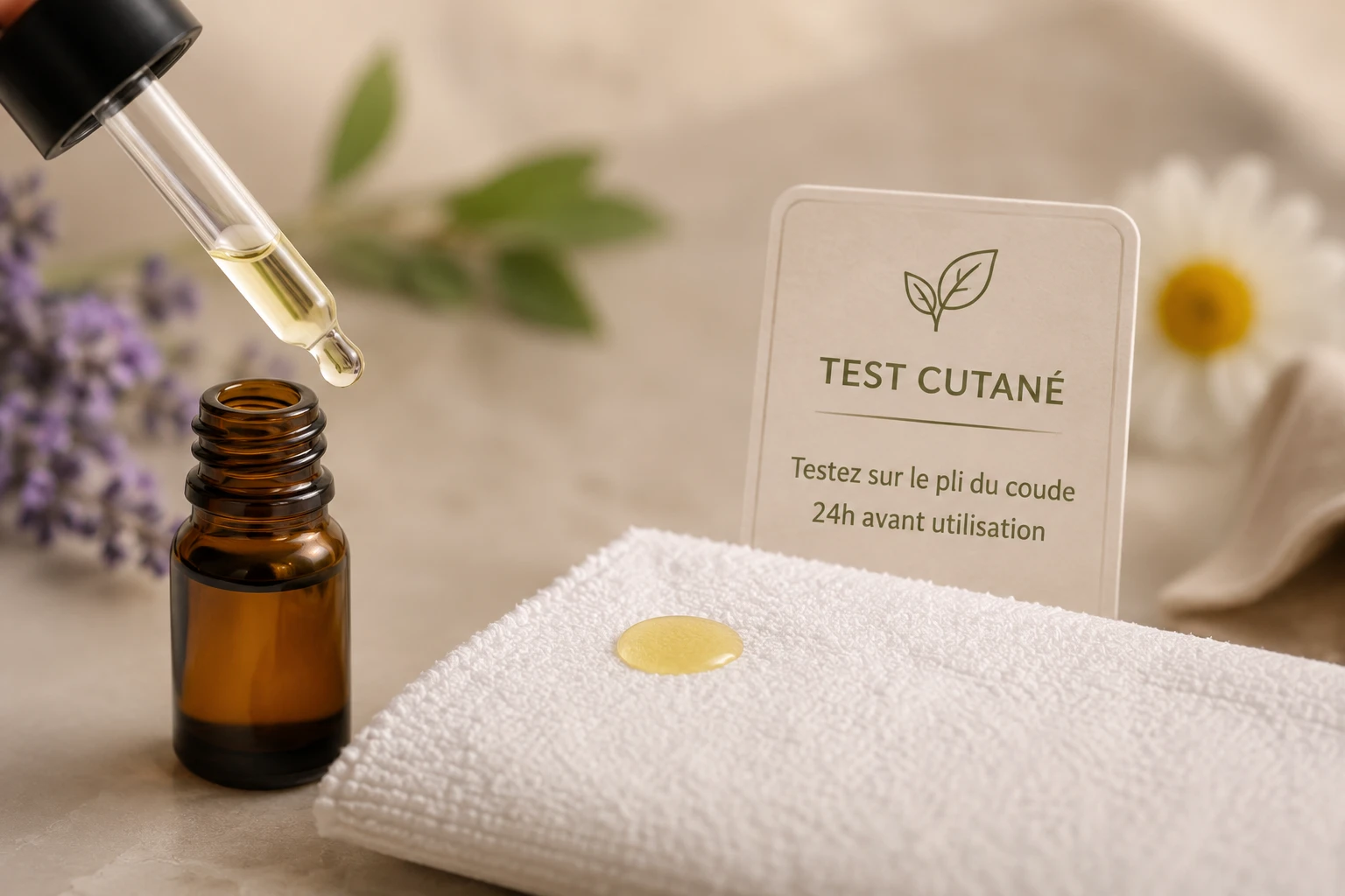 Test de tolérance cutanée avant utilisation d'une huile essentielle